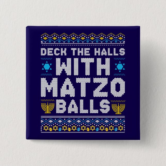 Badge Carré 5 Cm Happy Chrismukkah Jewish Christmas Hanukkah (Devant)