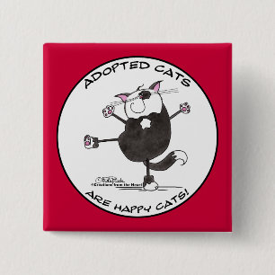 Badge Carré 5 Cm Happy Dance Cat