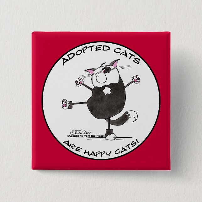 Badge Carré 5 Cm Happy Dance Cat (Devant)