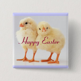 Badge Carré 5 Cm Happy Easter Chicks Button Pin