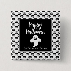 Badge Carré 5 Cm Happy Halloween fantôme boo pas de trucs juste des