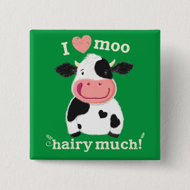 Badge Carré 5 Cm Happy Little Holstein Loves You (Devant)