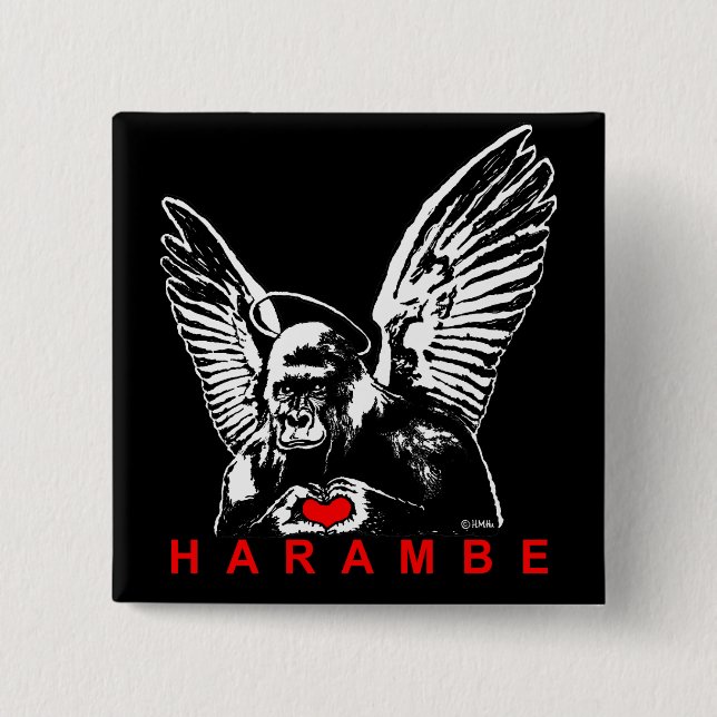 Badge Carré 5 Cm Harambe (Devant)