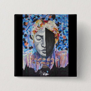 Badge Carré 5 Cm Harriet Tubman - bouton noir d'histoire
