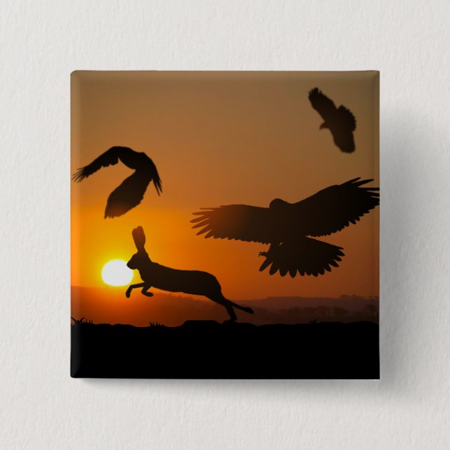 Badge Carré 5 Cm Harris Hawks (Devant)
