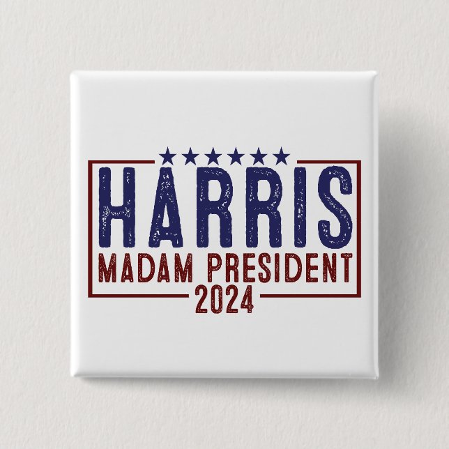 Badge Carré 5 Cm Harris Madame la Présidente 2024 (Devant)