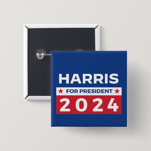 Badge Carré 5 Cm Harris pour le président 2024 (Devant & derrière)