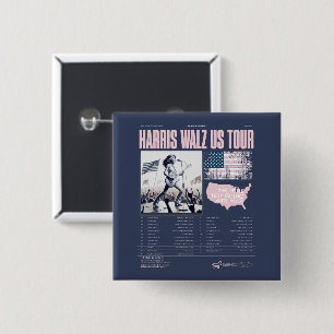 Badge Carré 5 Cm Harris Walz US Tour Kamala remporte l'investiture