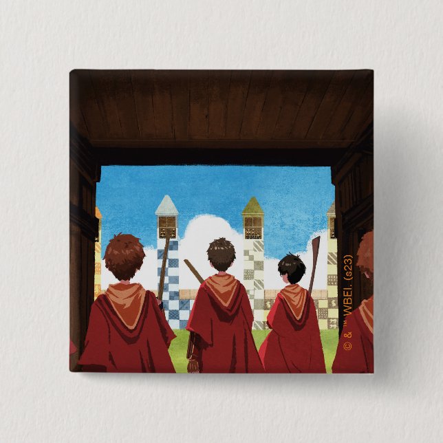 Badge Carré 5 Cm HARRY POTTER™ & GRYFFINDOR™ QUIDDITCH™ Team (Devant)