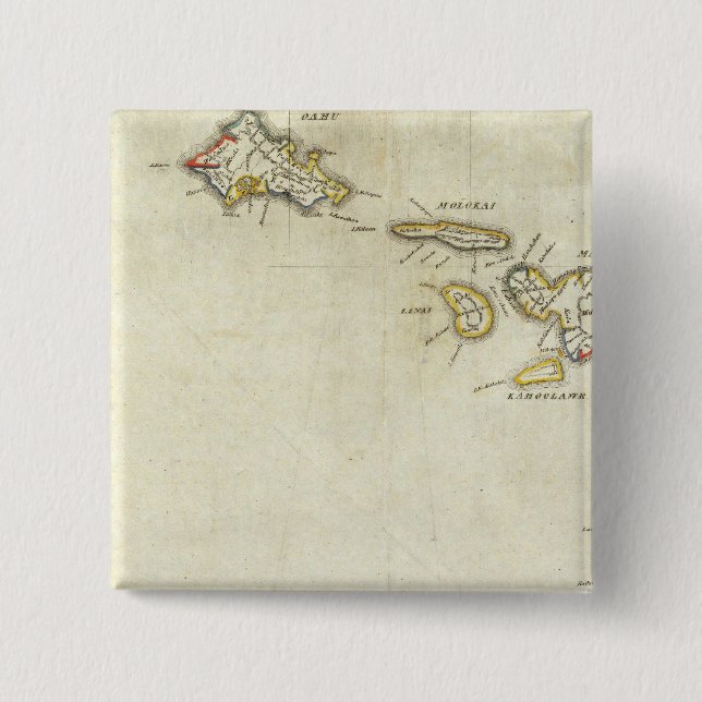 Badge Carré 5 Cm Hawaï 3 (Devant)