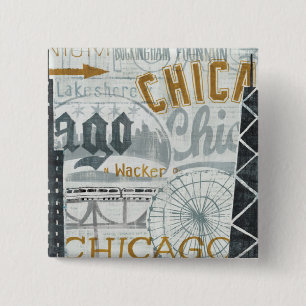 Badge Carré 5 Cm Hé cru de Chicago