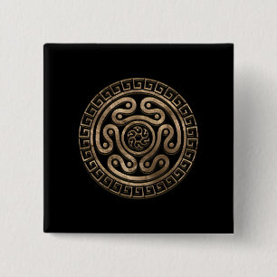 Badge Carré 5 Cm Hecate Wheel Black and Gold