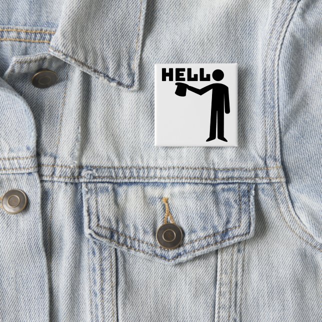 Badge Carré 5 Cm Hello (En situation)