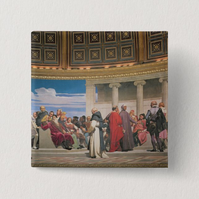 Badge Carré 5 Cm Hémicycle : Artistes de tous les âges, détail du (Devant)