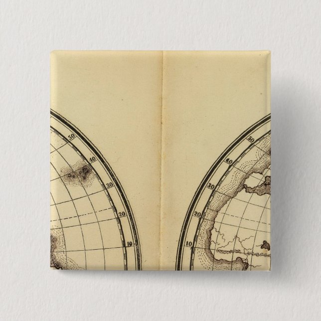 Badge Carré 5 Cm Hémisphère W, hémisphère E 2 (Devant)