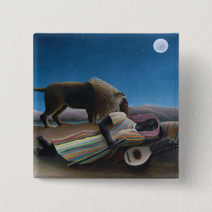 Badge Carré 5 Cm Henri Rousseau - La Bohémienne endormie