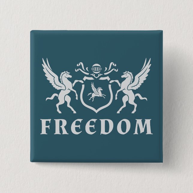 Badge Carré 5 Cm Heraldique blanc Pegasus (Devant)