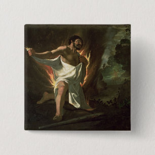 Badge Carré 5 Cm Hercule déchirant la robe longue brûlante, c.163