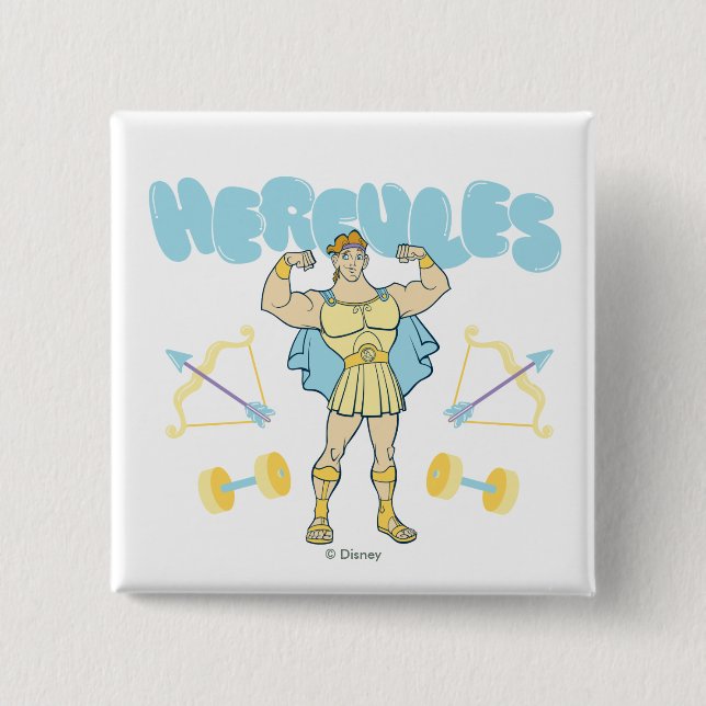 Badge Carré 5 Cm Hercules Arrows and Dumbbells Flex Button (Devant)