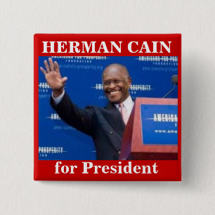 Badge Carré 5 Cm Herman Caïn pour le bouton de Presiden