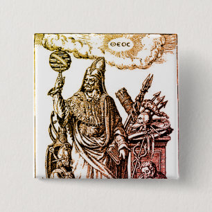 Badge Carré 5 Cm Hermes Trismegistus (Hermes le plus grand des Thri