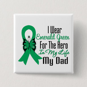 Badge Carré 5 Cm Héros de ruban de Cancer de foie mon papa