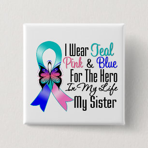 Badge Carré 5 Cm Héros de ruban de cancer de la thyroïde ma soeur
