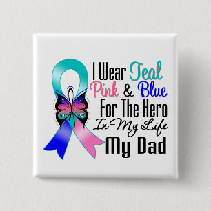Badge Carré 5 Cm Héros de ruban de cancer de la thyroïde mon papa