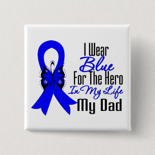 Badge Carré 5 Cm Héros de ruban de cancer du colon mon papa