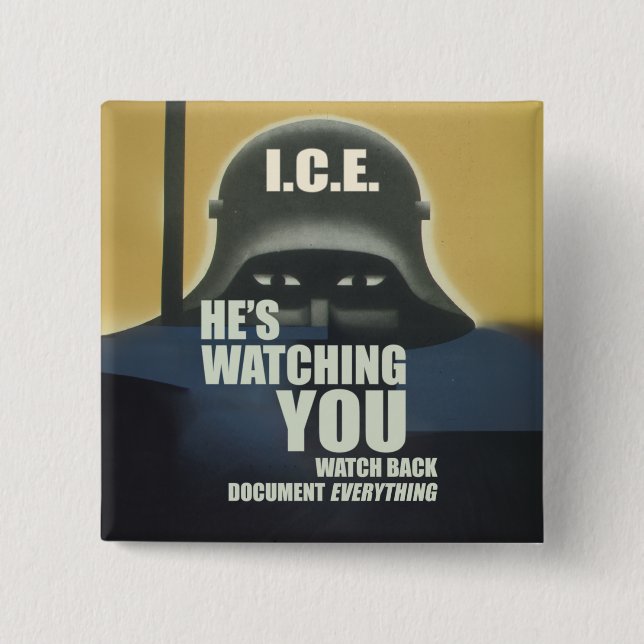 Badge Carré 5 Cm He's Watching You 2026 (Devant)