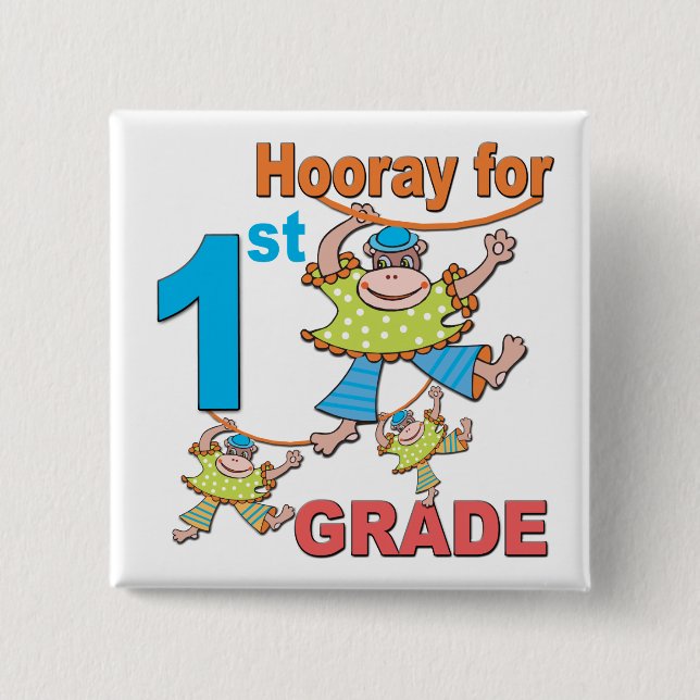 Badge Carré 5 Cm Heure pour la 1ère année (Devant)