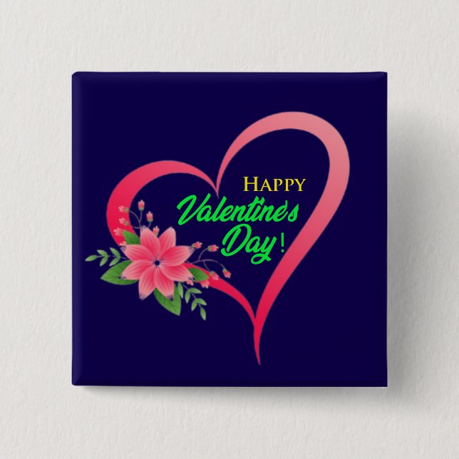Badge Carré 5 Cm Heureuse Sainte-Valentin-53816 (Devant)