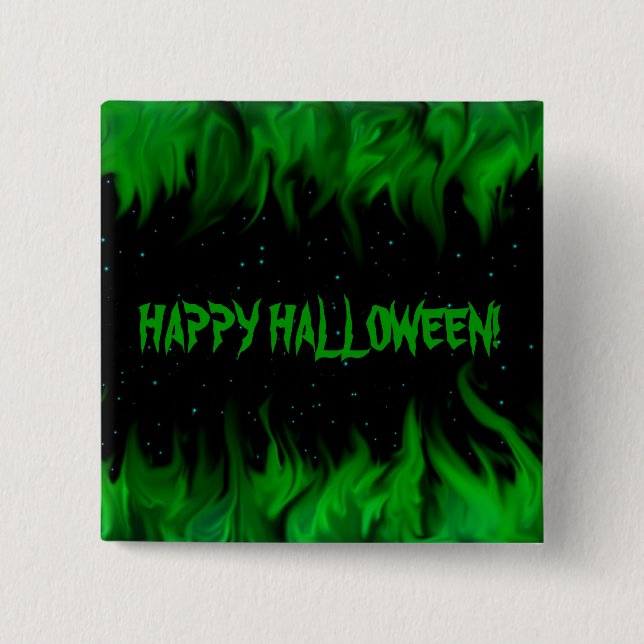 BADGE CARRÉ 5 CM HEUREUX HALLOWEEN ! (Devant)