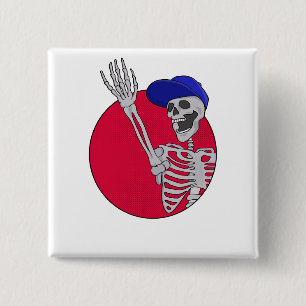 Badge Carré 5 Cm Hey Amis Cool et drôle Squelette