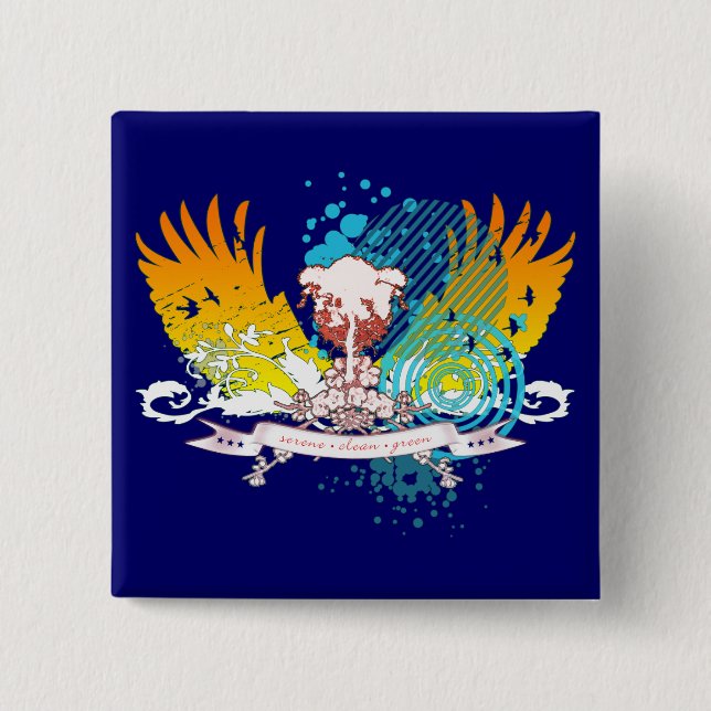 Badge Carré 5 Cm hi-fi tree. (Devant)