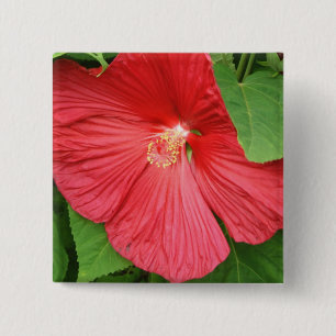 Badge Carré 5 Cm Hibiscus Flower Bright Magenta
