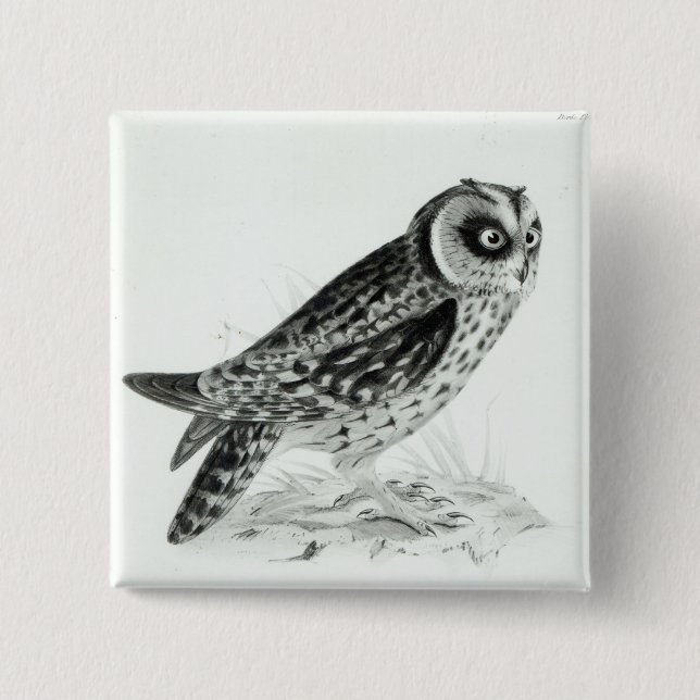 Badge Carré 5 Cm Hibou (Devant)