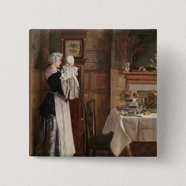 Badge Carré 5 Cm Hickory, Dickory, dock (Devant)