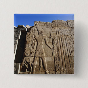 Badge Carré 5 Cm Hiéroglyphes antiques sur le mur, temple de Karna