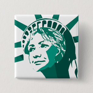 Badge Carré 5 Cm "Hillary bouton comme liberté"