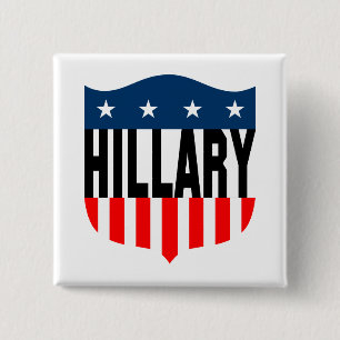 Badge Carré 5 Cm hillary clinton étoiles et rayures
