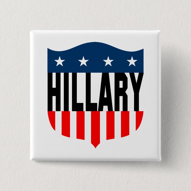 Badge Carré 5 Cm hillary clinton étoiles et rayures (Devant)