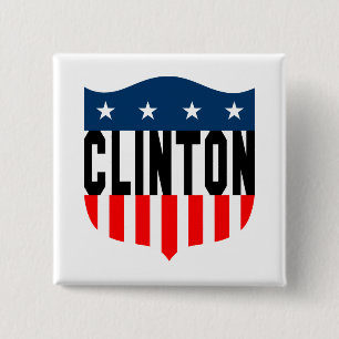 Badge Carré 5 Cm hillary clinton étoiles et rayures