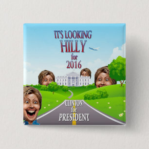 Badge Carré 5 Cm Hillary Clinton pour le président en 2016