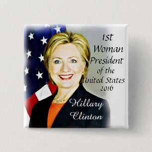 Badge Carré 5 Cm Hillary Clinton-Présidente2016_