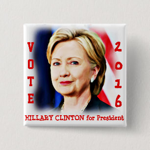 Badge Carré 5 Cm Hillary Clinton, vote pour le président_