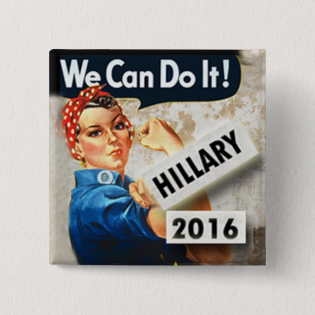 Badge Carré 5 Cm Hillary pour le Président We peut le faire Pin (Devant)