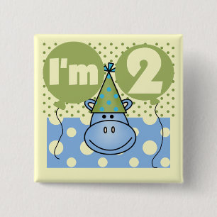 Badge Carré 5 Cm Hippo 2e Anniversaire Tshirts et cadeaux