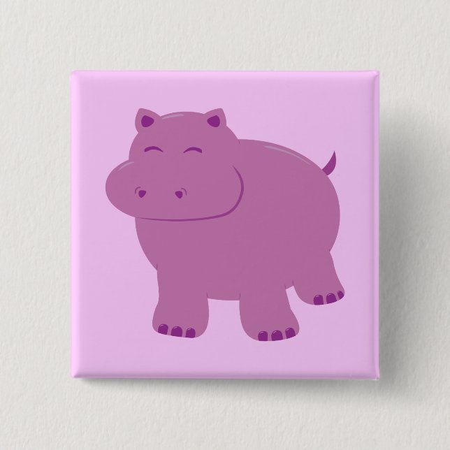 Badge Carré 5 Cm Hippo mignon (Devant)