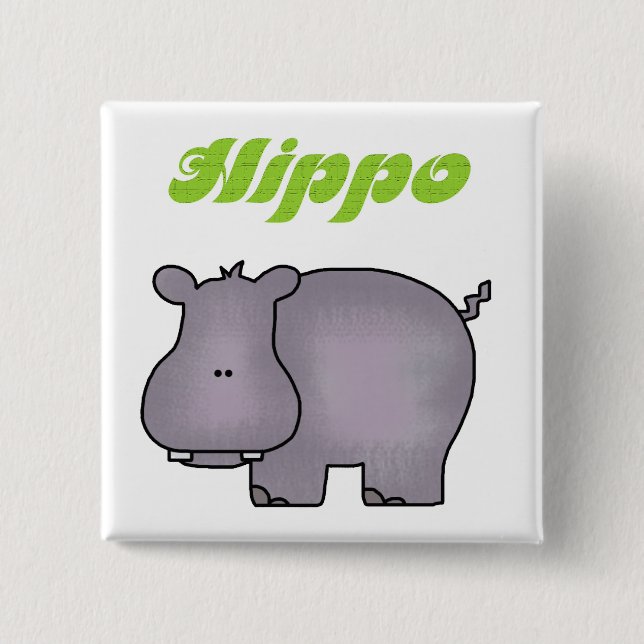 Badge Carré 5 Cm Hippopotame (Devant)